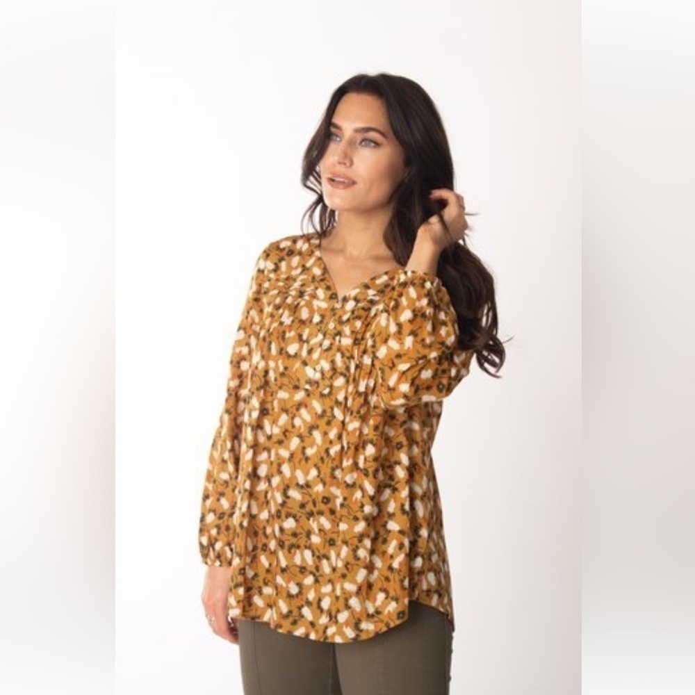 Caffe Marrakesh Floral Blouse long Sleeve light weight Size XL Boho flowy